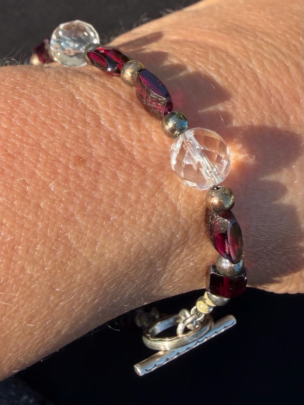 Garnet, Crystal .925 Artisan Hand Crafted Bracelet - Picture 7 of 7